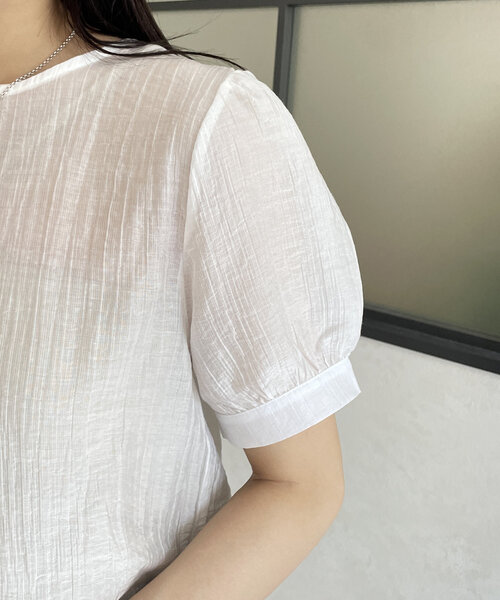 Thevon（ゼボン）の「ビスチェセット5分袖シアーブラウス（シャツ/ブラウス・レディース・オフホワイト/ブラック/サックスブルー・FREE）」の16枚目の写真