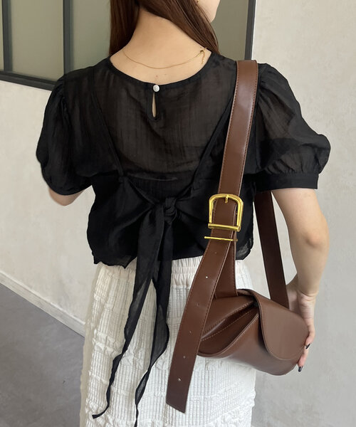 Thevon（ゼボン）の「ビスチェセット5分袖シアーブラウス（シャツ/ブラウス・レディース・オフホワイト/ブラック/サックスブルー・FREE）」の20枚目の写真