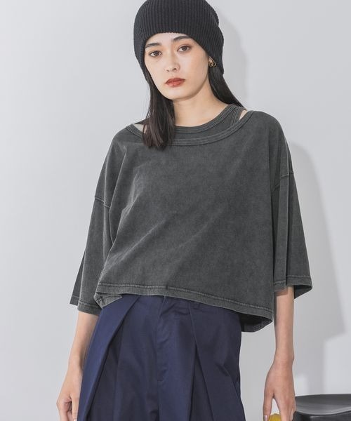 JEANASIS（ジーナシス）の「フェードカラーカット2P/142562（Tシャツ/カットソー・レディース・ブラック系その他/グレー系その他/パープル系その他・FREE）」の2枚目の写真