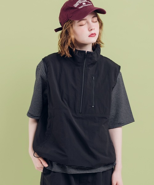 MUHET(ミュエータ)の「ナイロンハーフジップベスト(ベスト・レディース・ネイビー/モカ/ブラック・MEDIUM/X-LARGE)」の3枚目の写真