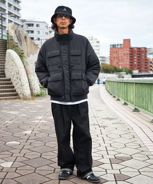 DIESEL 中綿 キルティング ブルゾン ジップアップ ナイロン M 黒 ディーゼル ロゴキルティングブルゾン ジャケット MA-1 中綿 ジップ