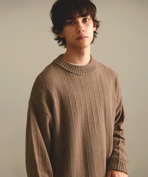 Revo. | Revo. ジオメストライプ モックネック ルーズニット プルオーバー(ニット/セーター)