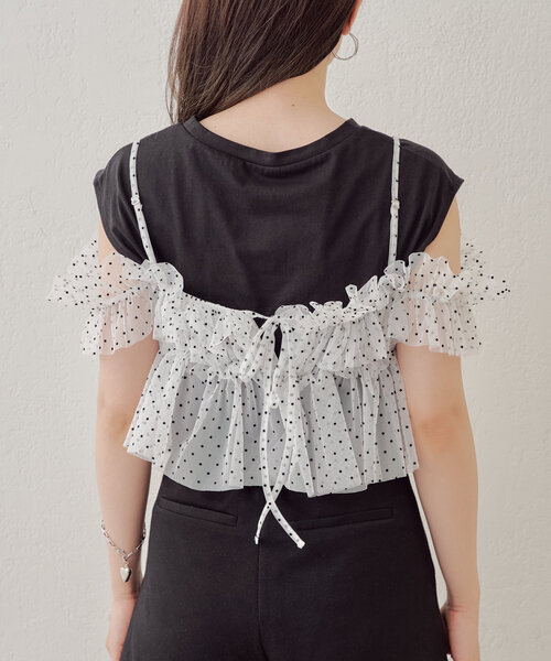 チュールキャミSET チュールキャミチュニックSET パワショルTシャツ
