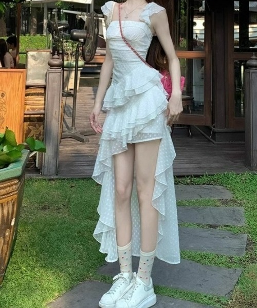 ☆ ☆フリルHigh-Low スカート シフォンドレス Jewelobe スカート シフォンフリルロングスカート : ZOZOTOWN