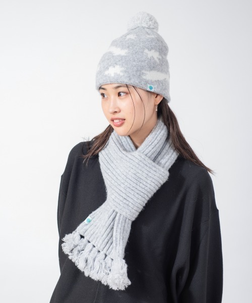 OVERRIDE（オーバーライド）の「KIDS EARTH FUND REC BEANIE&MUFFLER SG / オーバーライド（ニットキャップ/ビーニー・レディース・ライトグレー/ダークグレー/ライトブルー・57~59cm）」の4枚目の写真