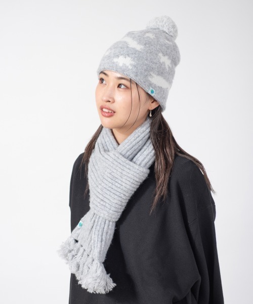 OVERRIDE（オーバーライド）の「KIDS EARTH FUND REC BEANIE&MUFFLER SG / オーバーライド（ニットキャップ/ビーニー・レディース・ライトグレー/ダークグレー/ライトブルー・57~59cm）」の5枚目の写真