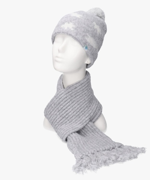 OVERRIDE（オーバーライド）の「KIDS EARTH FUND REC BEANIE&MUFFLER SG / オーバーライド（ニットキャップ/ビーニー・レディース・ライトグレー/ダークグレー/ライトブルー・57~59cm）」の13枚目の写真
