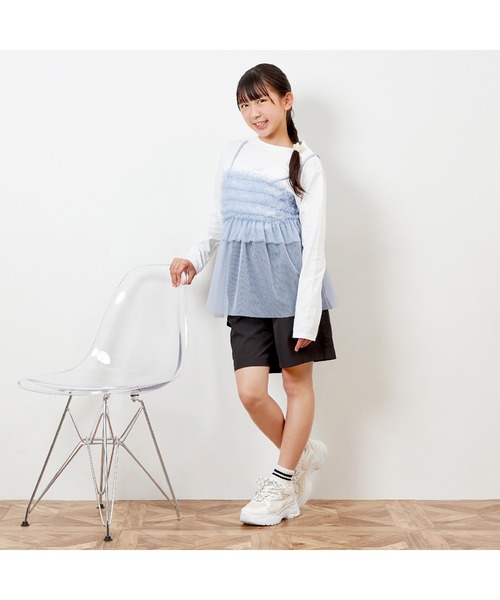 trois lapins kp（トロワラパンケーピー）の「チュールキャミ＆長袖プリントTシャツセット140～160（ニット/セーター・キッズ・サックスブルー/アイボリー・140cm/150cm/160cm）」の11枚目の写真