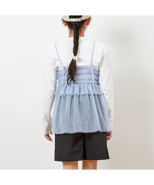 trois lapins kp（トロワラパンケーピー）の「チュールキャミ＆長袖プリントTシャツセット140～160（ニット/セーター・キッズ・サックスブルー/アイボリー・140cm/150cm/160cm）」の13枚目の写真