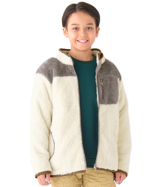 KRIFF MAYER Kid's Collection（クリフメイヤーキッズコレクション）の「リサイクルボアジャケット（ブルゾン・キッズ・ブラック/モカ/ネイビー/オフホワイト・150/140/130/120/170/160）」の2枚目の写真