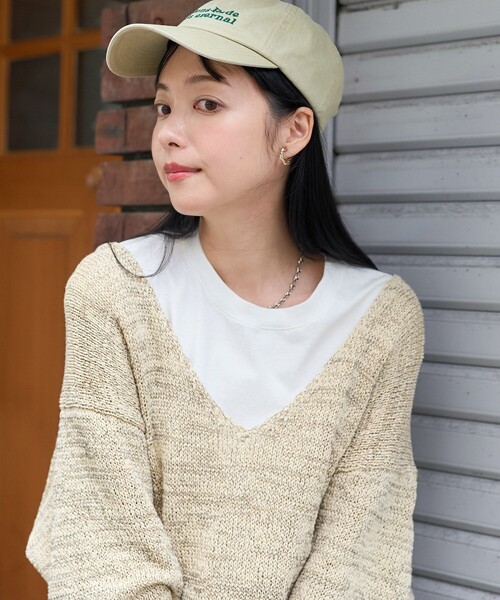 FREAK'S STORE（フリークスストア）の「ルーズVネックニット / オーバーニット（ニット/セーター・レディース・ベージュ/グレー/サックスブルー・ﾌﾘ-）」の7枚目の写真