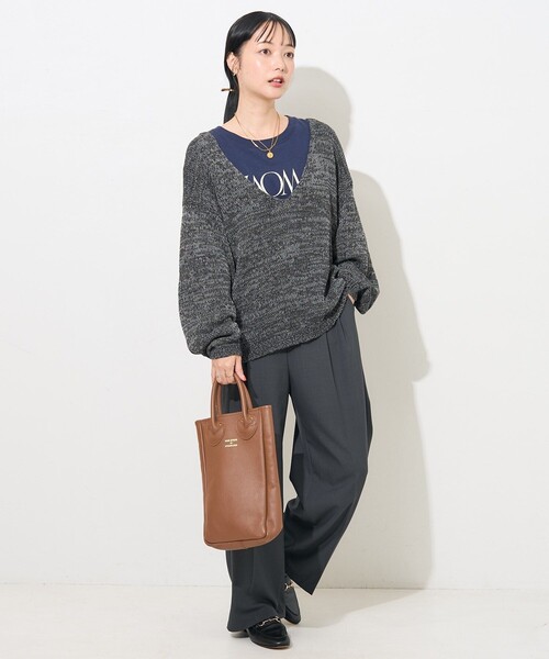 FREAK'S STORE（フリークスストア）の「ルーズVネックニット / オーバーニット（ニット/セーター・レディース・ベージュ/グレー/サックスブルー・ﾌﾘ-）」の11枚目の写真