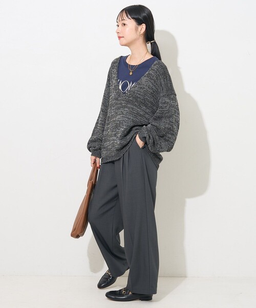 FREAK'S STORE（フリークスストア）の「ルーズVネックニット / オーバーニット（ニット/セーター・レディース・ベージュ/グレー/サックスブルー・ﾌﾘ-）」の13枚目の写真