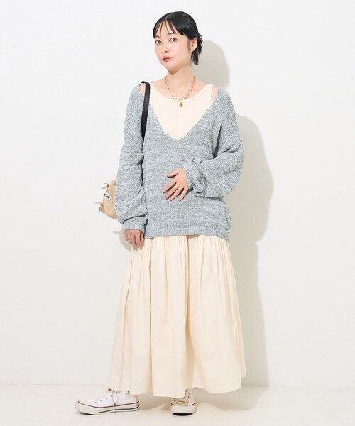 FREAK'S STORE（フリークスストア）の「ルーズVネックニット / オーバーニット（ニット/セーター・レディース・ベージュ/グレー/サックスブルー・ﾌﾘ-）」の18枚目の写真