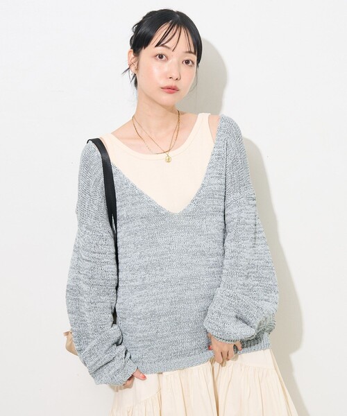 FREAK'S STORE（フリークスストア）の「ルーズVネックニット / オーバーニット（ニット/セーター・レディース・ベージュ/グレー/サックスブルー・ﾌﾘ-）」の21枚目の写真