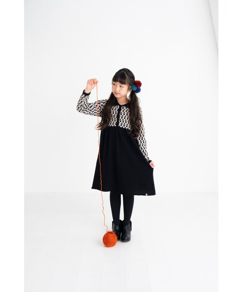 nino（ニノ）の「ＫＮＩＴ Ｃａｔジャガードワンピース（ワンピース・キッズ・エメラルド/ブラック・130cm/150cm/140cm）」の7枚目の写真