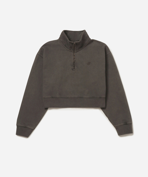 Saturdays NYC(サタデーズ ニューヨークシティ )の「Eldridge Fundamental Cropped Quarter Zip(スウェット・レディース・ブラック/レッド・S/M)」の1枚目の写真