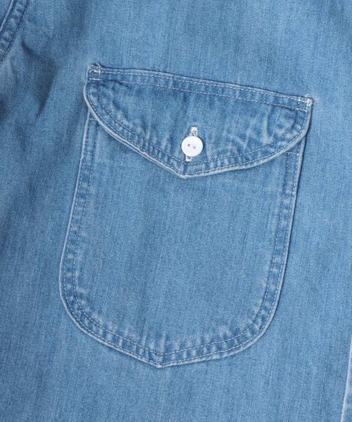 Lee（リー）の「Lee（リー）DUNGAREES WORK SHIRTS DENIM/ワークシャツデニム メンズ レディース ユニセックス/長袖（シャツ/ブラウス・メンズ・ワンウォッシュ/ライトインディゴブルー・M/L/XL）」の7枚目の写真