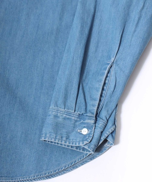 Lee（リー）の「Lee（リー）DUNGAREES WORK SHIRTS DENIM/ワークシャツデニム メンズ レディース ユニセックス/長袖（シャツ/ブラウス・メンズ・ワンウォッシュ/ライトインディゴブルー・M/L/XL）」の6枚目の写真