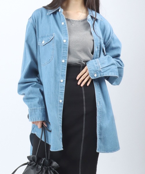 Lee（リー）の「Lee（リー）DUNGAREES WORK SHIRTS DENIM/ワークシャツデニム メンズ レディース ユニセックス/長袖（シャツ/ブラウス・メンズ・ワンウォッシュ/ライトインディゴブルー・M/L/XL）」の19枚目の写真