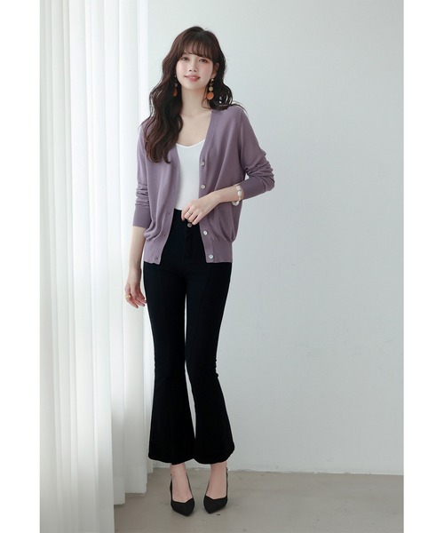 DRESS PLUS(ドレスプラス)の「サマーニットVネックカーディガン(カーディガン/ボレロ・レディース・カーキ/ブラック/ローズ/ブルー/ホワイト/ブラウン/キャメル/グリーン/テラコッタ/ラベンダー/パープル/ネイビー/チャコール・M/L/XL)」の10枚目の写真