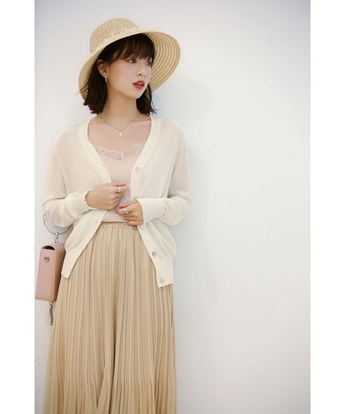 DRESS PLUS(ドレスプラス)の「サマーニットVネックカーディガン(カーディガン/ボレロ・レディース・カーキ/ブラック/ローズ/ブルー/ホワイト/ブラウン/キャメル/グリーン/テラコッタ/ラベンダー/パープル/ネイビー/チャコール・M/L/XL)」の17枚目の写真