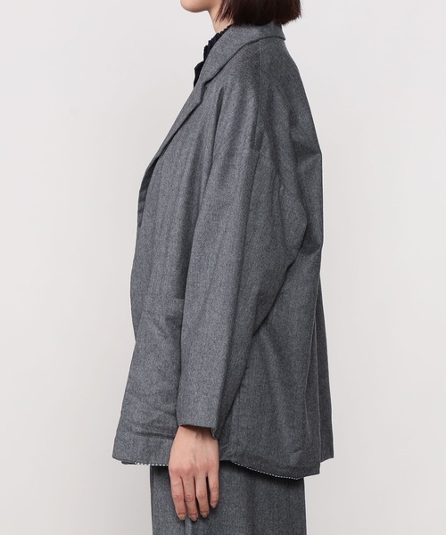 GALLEGO DESPORTES（ギャレゴデスポート）の「GALLEGO DESPORTES | ウールフランネル ボタンレスジャケット WOMEN（テーラードジャケット・レディース・グレー/ネイビー・S）」の9枚目の写真