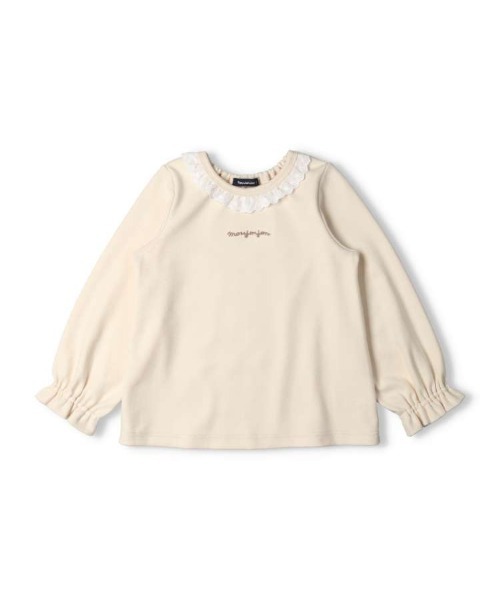 Moujonjon（ムージョンジョン）の「レース襟パフスリーブ長袖Tシャツ（Tシャツ/カットソー・キッズ・オフホワイト/パープル・90/100/110/120/130/140/80）」の2枚目の写真