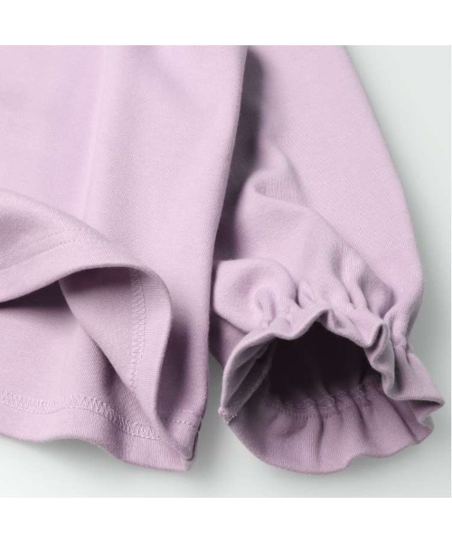 Moujonjon（ムージョンジョン）の「レース襟パフスリーブ長袖Tシャツ（Tシャツ/カットソー・キッズ・オフホワイト/パープル・90/100/110/120/130/140/80）」の6枚目の写真