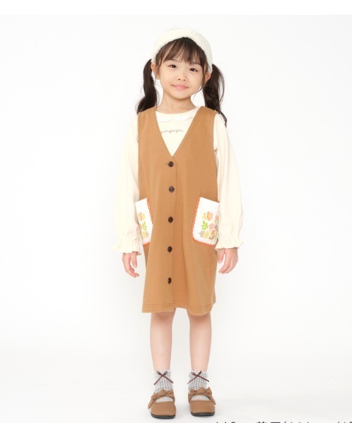 Moujonjon（ムージョンジョン）の「レース襟パフスリーブ長袖Tシャツ（Tシャツ/カットソー・キッズ・オフホワイト/パープル・90/100/110/120/130/140/80）」の8枚目の写真