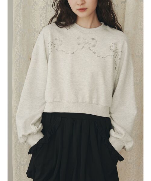 merry jenny(メリージェニー)の「ribbonホットフィックススウェット(スウェット・レディース・ブラック/ライトグレー/ピンク・FREE)」の3枚目の写真