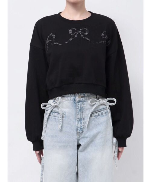 merry jenny(メリージェニー)の「ribbonホットフィックススウェット(スウェット・レディース・ブラック/ライトグレー/ピンク・FREE)」の4枚目の写真