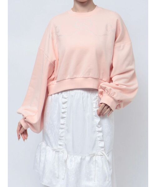 merry jenny(メリージェニー)の「ribbonホットフィックススウェット(スウェット・レディース・ブラック/ライトグレー/ピンク・FREE)」の1枚目の写真