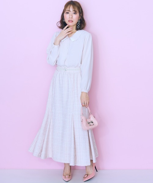 marun(マルン)の「<大きいサイズ> 配色デザインブラウス marun(シャツ/ブラウス・レディース・ネイビー/ピンクベージュ・4L/3L/LL/L/5L)」の10枚目の写真
