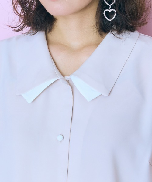 marun(マルン)の「<大きいサイズ> 配色デザインブラウス marun(シャツ/ブラウス・レディース・ネイビー/ピンクベージュ・4L/3L/LL/L/5L)」の14枚目の写真