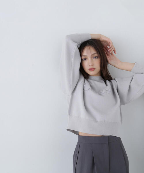 【セール】◇ダブルジャガードロゴニット（ニット/セーター）｜NATURAL BEAUTY BASIC（ナチュラルビューティーベーシック）