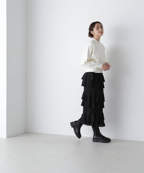 【セール】◇ダブルジャガードロゴニット（ニット/セーター）｜NATURAL BEAUTY BASIC（ナチュラルビューティーベーシック）