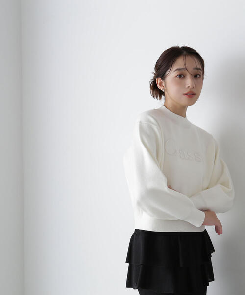 【セール】◇ダブルジャガードロゴニット（ニット/セーター）｜NATURAL BEAUTY BASIC（ナチュラルビューティーベーシック）