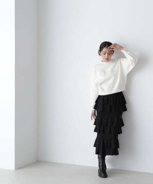 【セール】◇ダブルジャガードロゴニット（ニット/セーター）｜NATURAL BEAUTY BASIC（ナチュラルビューティーベーシック）