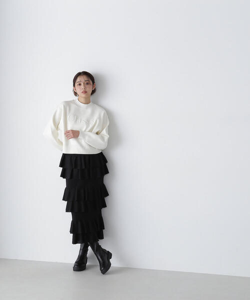 【セール】◇ダブルジャガードロゴニット（ニット/セーター）｜NATURAL BEAUTY BASIC（ナチュラルビューティーベーシック）