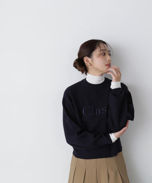 【セール】◇ダブルジャガードロゴニット（ニット/セーター）｜NATURAL BEAUTY BASIC（ナチュラルビューティーベーシック）