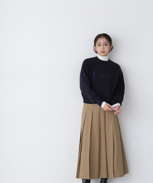 【セール】◇ダブルジャガードロゴニット（ニット/セーター）｜NATURAL BEAUTY BASIC（ナチュラルビューティーベーシック）