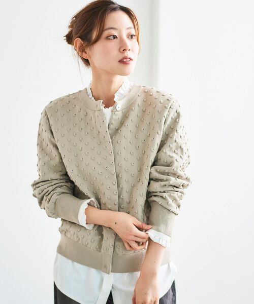 le.coeur blanc（ルクールブラン）の「ドット柄編みカーディガン（カーディガン/ボレロ・レディース・ベージュ/ブラック・38）」の5枚目の写真