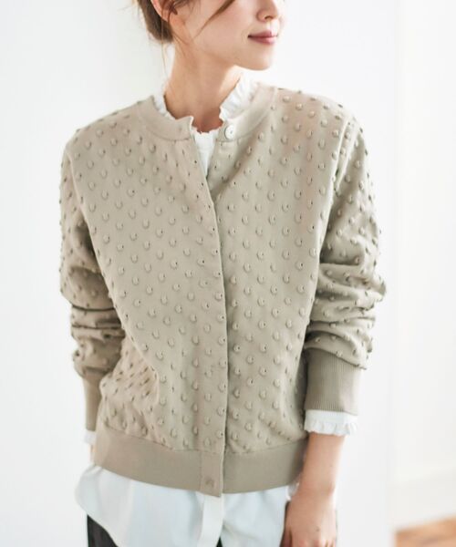 le.coeur blanc（ルクールブラン）の「ドット柄編みカーディガン（カーディガン/ボレロ・レディース・ベージュ/ブラック・38）」の8枚目の写真