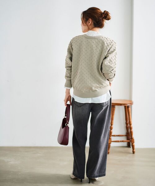 le.coeur blanc（ルクールブラン）の「ドット柄編みカーディガン（カーディガン/ボレロ・レディース・ベージュ/ブラック・38）」の15枚目の写真