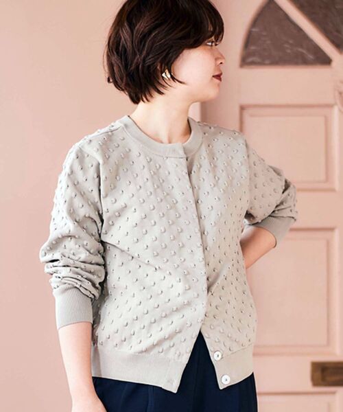 le.coeur blanc（ルクールブラン）の「ドット柄編みカーディガン（カーディガン/ボレロ・レディース・ベージュ/ブラック・38）」の17枚目の写真