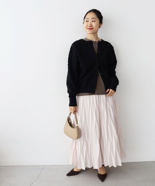 le.coeur blanc（ルクールブラン）の「ドット柄編みカーディガン（カーディガン/ボレロ・レディース・ベージュ/ブラック・38）」の21枚目の写真