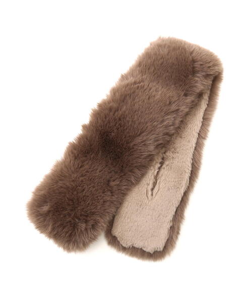 NATURAL BEAUTY BASIC（ナチュラルビューティーベーシック）の「フェイクファーティペット（マフラー・レディース・オフホワイト/ブラウン・FREE）」の6枚目の写真