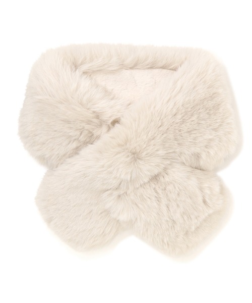 NATURAL BEAUTY BASIC（ナチュラルビューティーベーシック）の「フェイクファーティペット（マフラー・レディース・オフホワイト/ブラウン・FREE）」の9枚目の写真