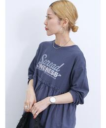 Samansa Mos2 blue | 布帛切替ロンT(Tシャツ/カットソー)
